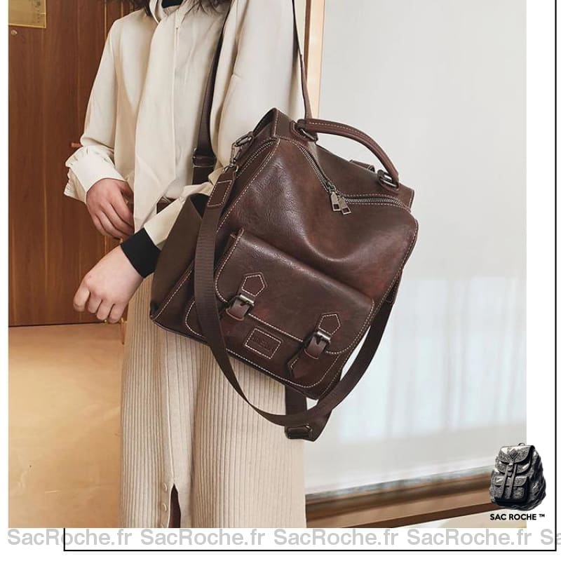 Sac Vintage En Similicuir À Dos Femme