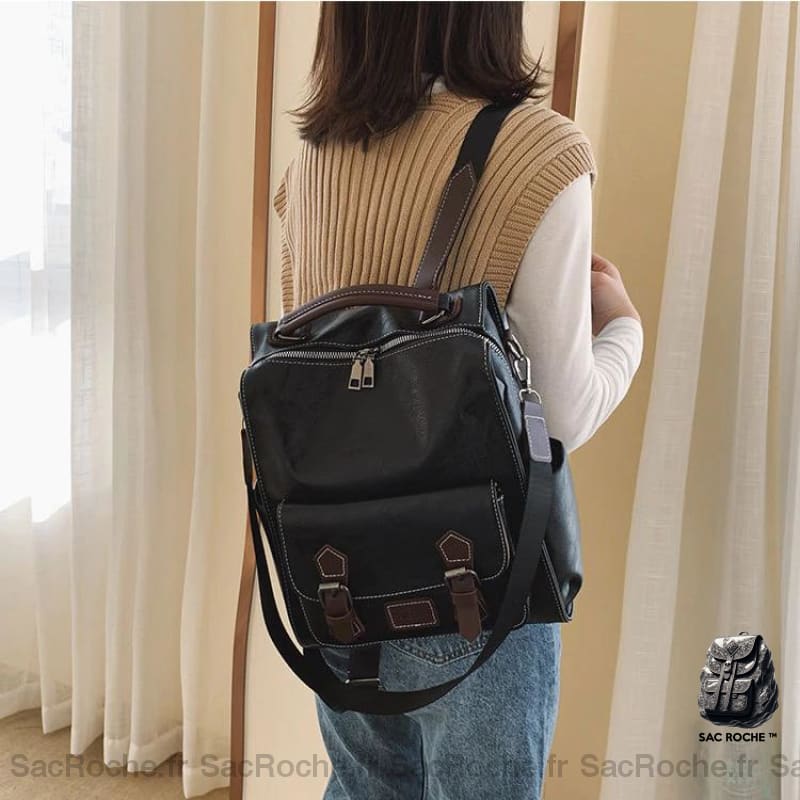 Sac Vintage En Similicuir À Dos Femme