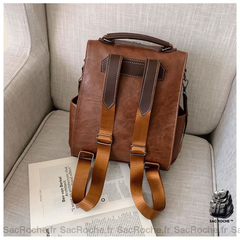 Sac Vintage En Similicuir À Dos Femme