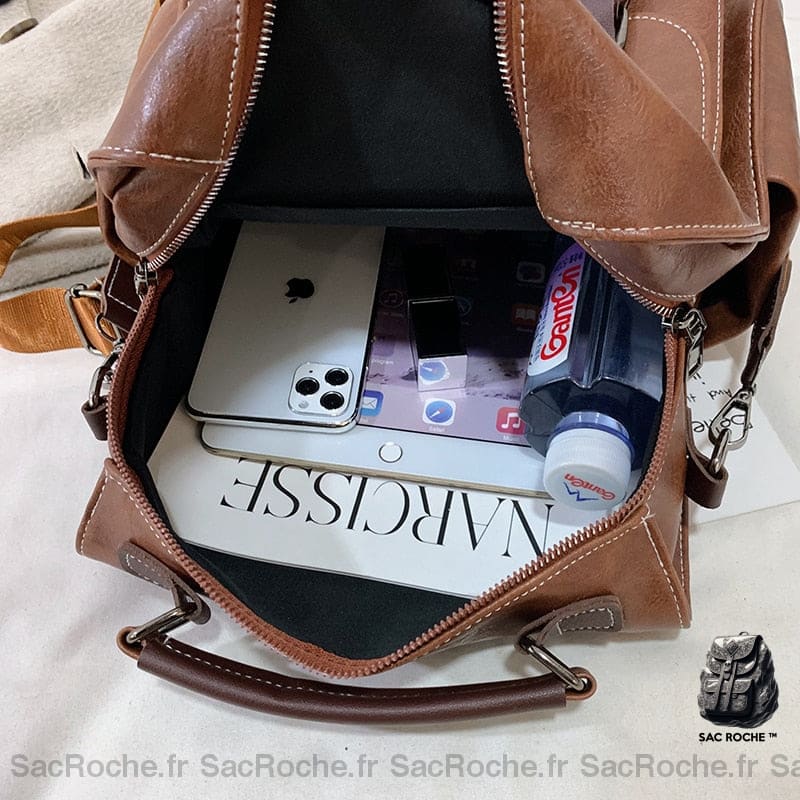 Sac Vintage En Similicuir À Dos Femme