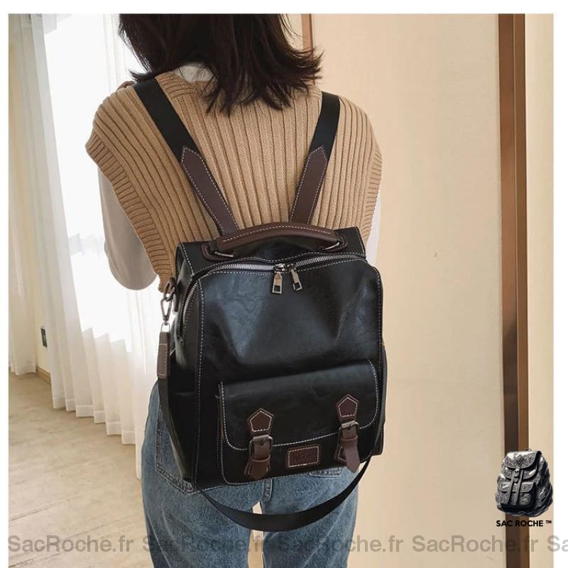 Sac Vintage En Similicuir À Dos Femme