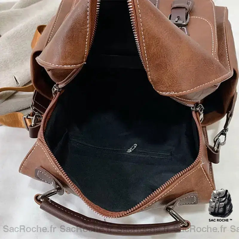 Sac Vintage En Similicuir À Dos Femme