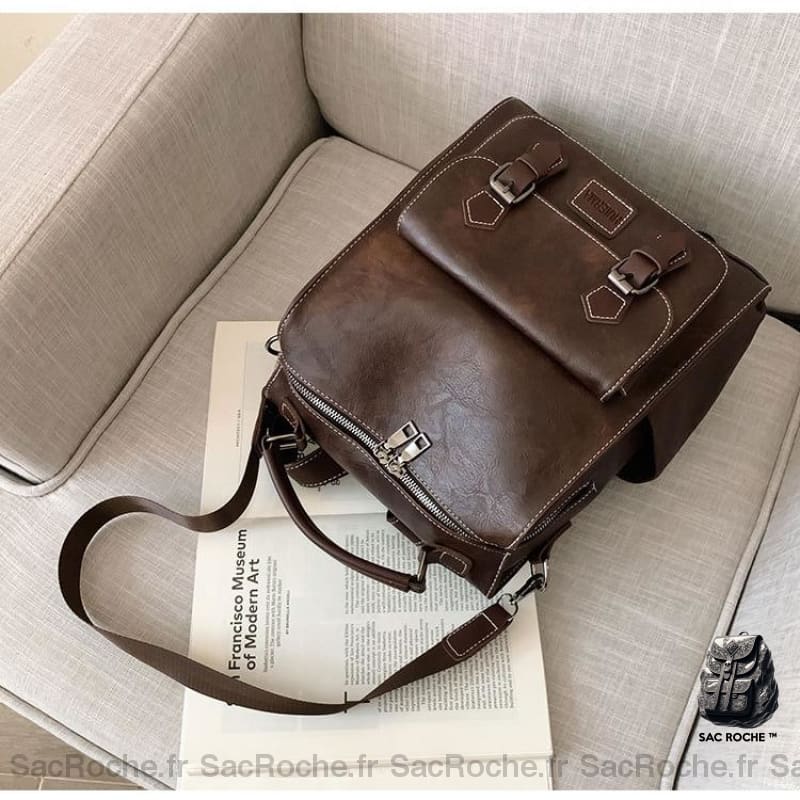 Sac Vintage En Similicuir À Dos Femme