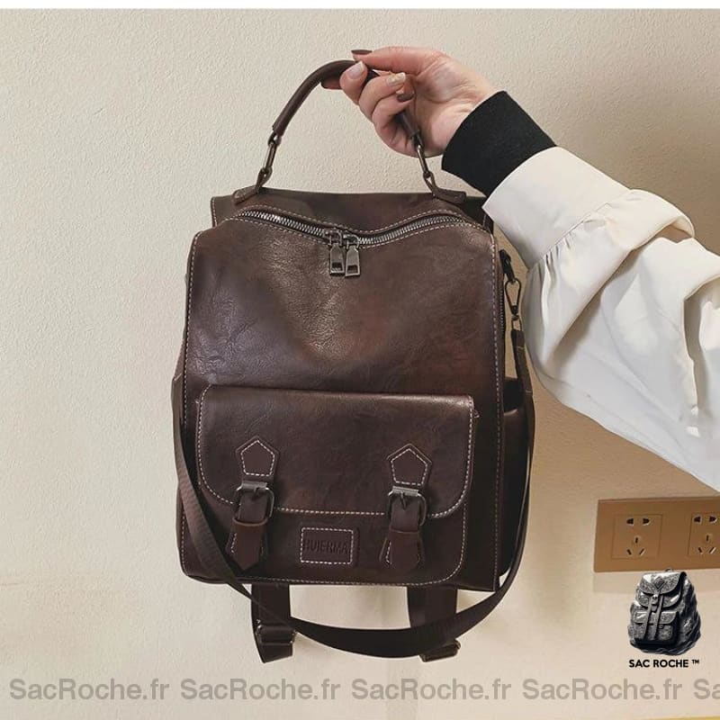 Sac Vintage En Similicuir À Dos Femme