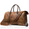 Sac Voyage Cuir Véritable - Luxe Patchwork Marron Clair Sacs De Voyage