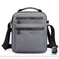Sacoche Bandoulière Homme Multipoche Noir - modèle Gris - Sac Roche ™