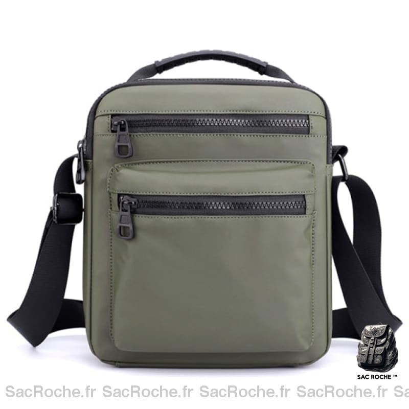 Sacoche Bandoulière Homme Multipoche Noir Vert Sacoches