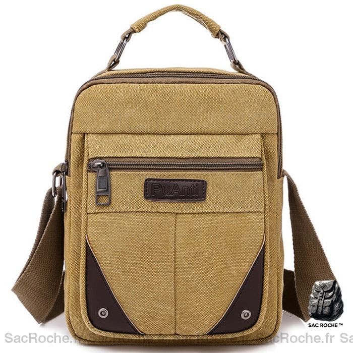 Sacoche Bandoulière Homme Toile Épaisse Kaki Sacoches