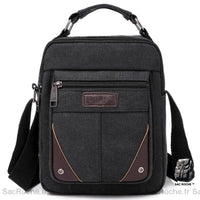 Sacoche Bandoulière Homme Toile Épaisse - modèle Noir - Sac Roche ™