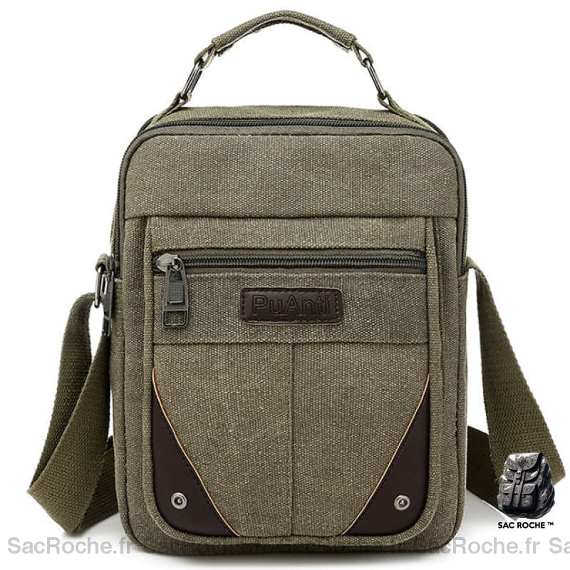 Sacoche Bandoulière Homme Toile Épaisse Vert Sacoches