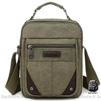 Sacoche Bandoulière Homme Toile Épaisse - modèle Vert - Sac Roche ™