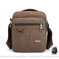 Sacoche Bandoulière Homme Toile Robuste - modèle Marron - Sac Roche ™