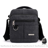 Sacoche Bandoulière Homme Toile Robuste - modèle Noir - Sac Roche ™