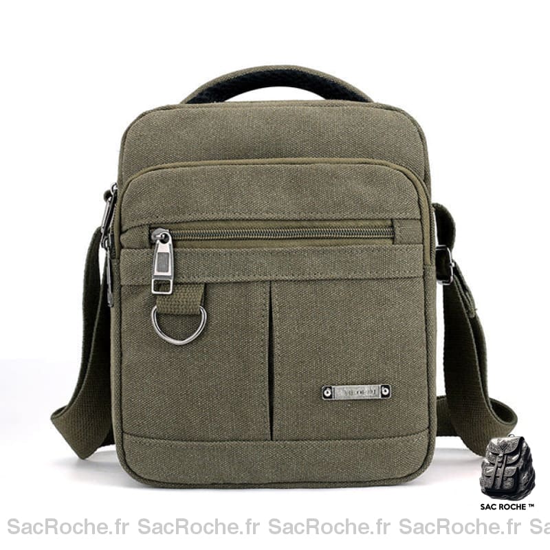 Sacoche Bandoulière Homme Toile Robuste Vert Sacoches