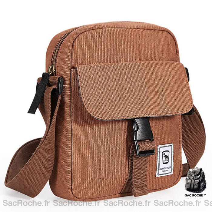 Sacoche Bandoulière Marron Toile Homme Sacoches