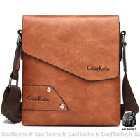 Sacoche Cuir Bandoulière Fine Homme Marron Clair Sacoches