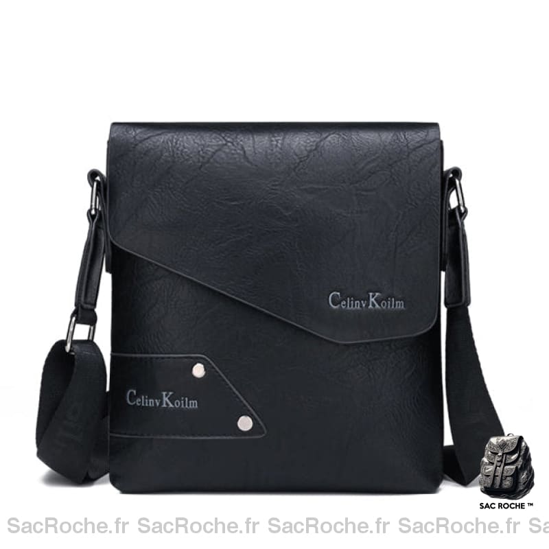 Sacoche Cuir Bandoulière Fine Homme Noir Sacoches