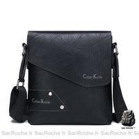 Sacoche Cuir Bandoulière Fine Homme - modèle Noir - Sac Roche ™