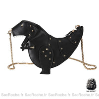 Sacoche Cuir Femme - modèle Noir / 27.5cm x 16cm x 11cm - Sac Roche ™