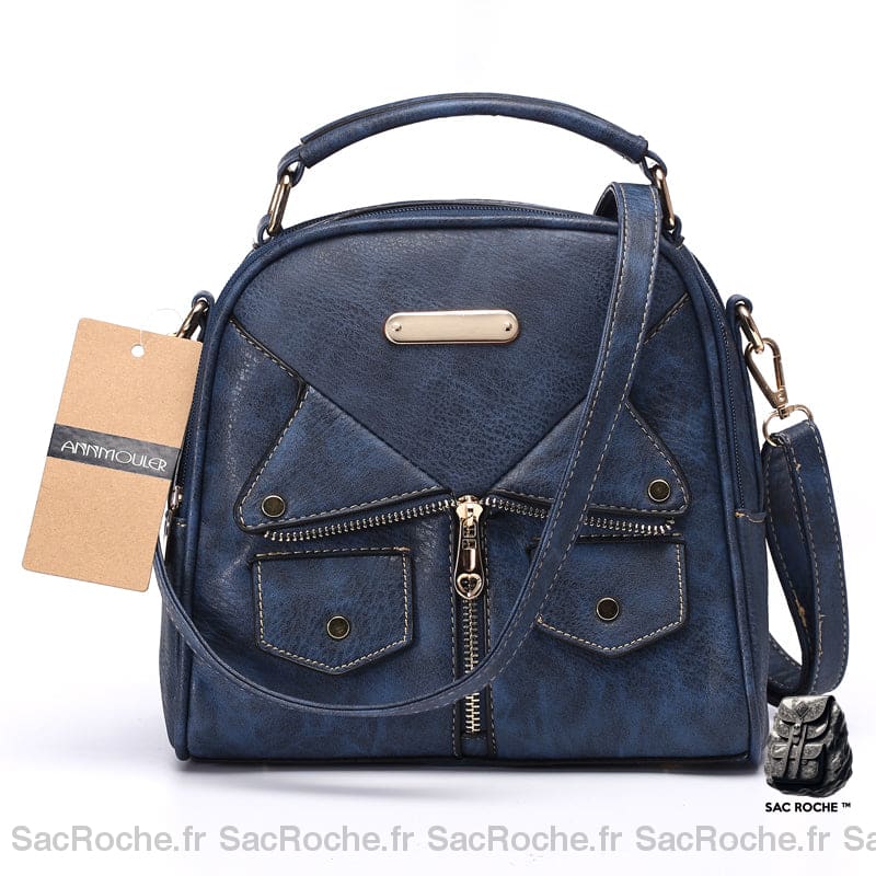 Sacoche Cuir Grand Format Bandoulière Femme Bleu Sac À Main Femme