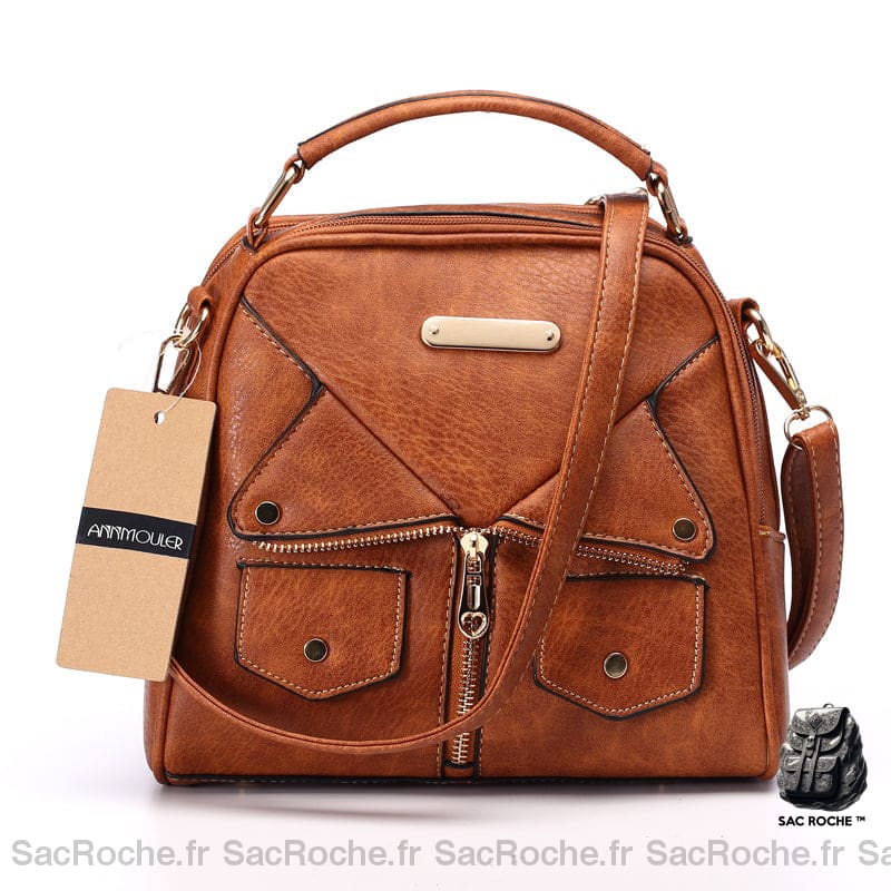 Sacoche Cuir Grand Format Bandoulière Femme Camel Sac À Main Femme