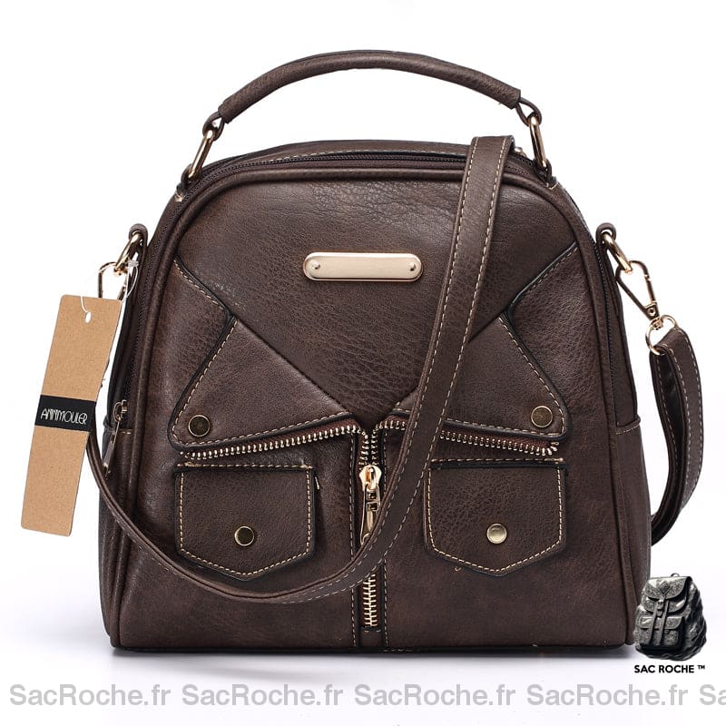 Sacoche Cuir Grand Format Bandoulière Femme Marron Sac À Main Femme