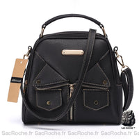 Sacoche Cuir Grand Format Bandoulière Femme - modèle Noir - Sac Roche ™