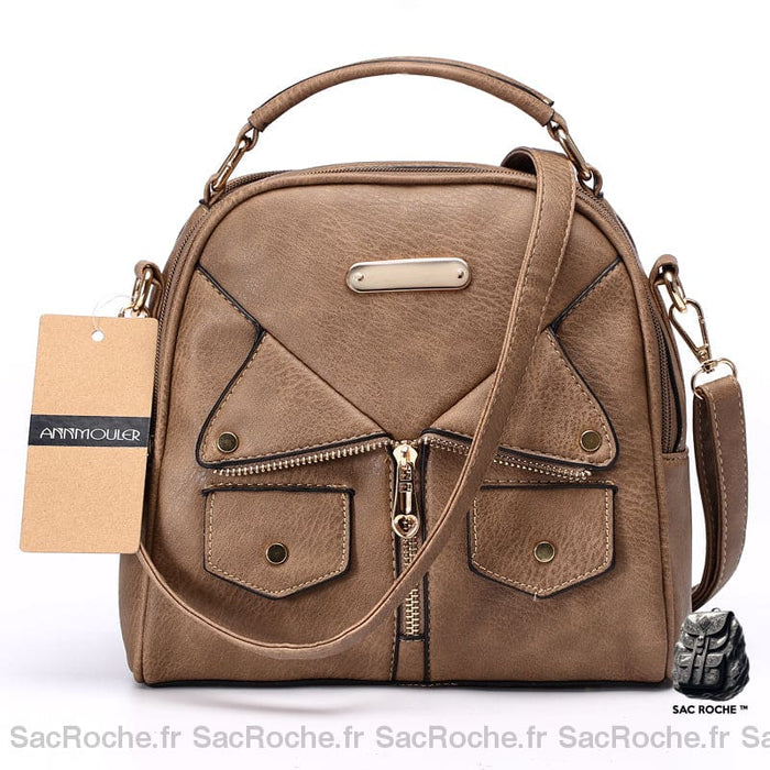Sacoche Cuir Grand Format Bandoulière Femme Taupe Sac À Main Femme