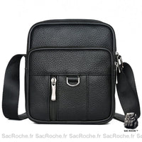 Sacoche Cuir Marron/Noir Bandoulière - Homme - Sac Roche ™