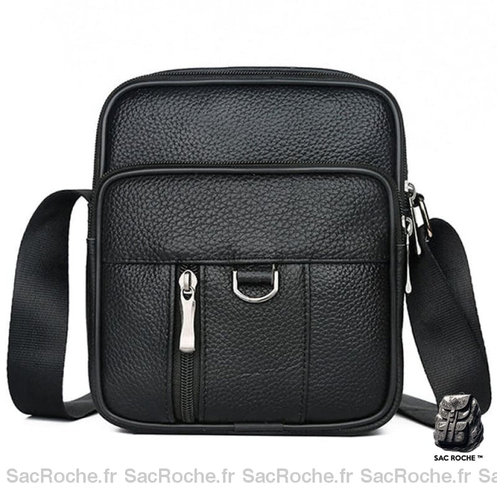 Sacoche Cuir Marron/Noir Bandoulière - Homme Noir Sacoches