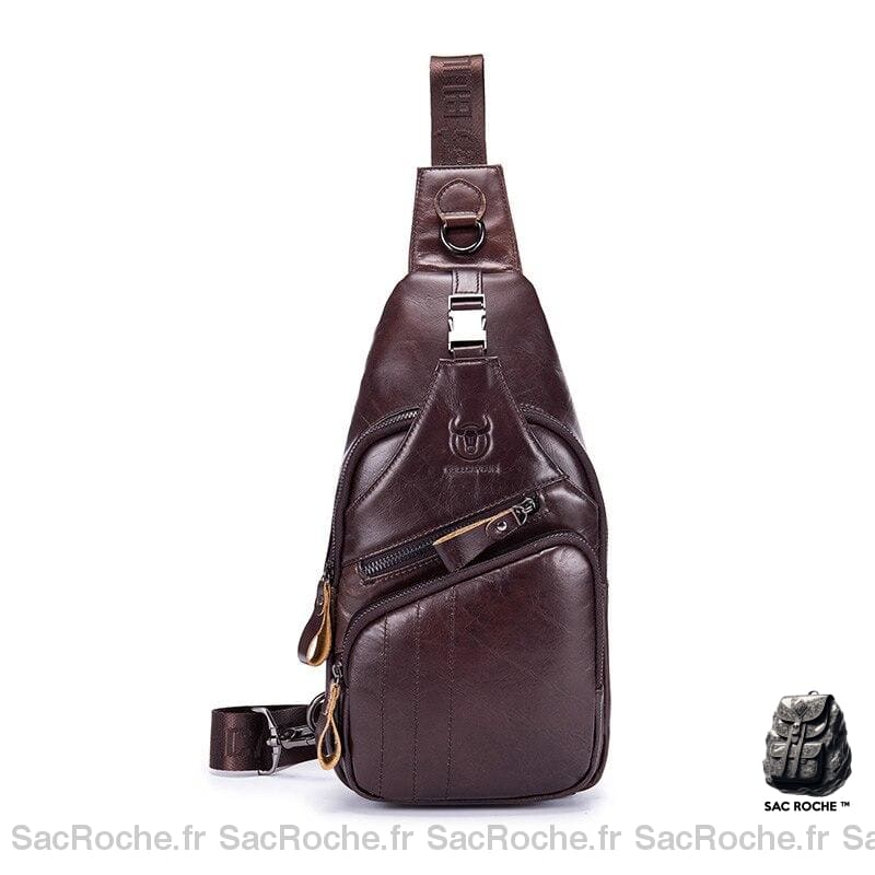 Sacoche vintage en cuir - Marron - CAPITAINE DE TAUREAU Sac bandoulière