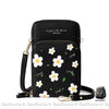 Sacoche Fleurs 2 En 1 - Portefeuille Noir Pochette Femme