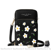 Sacoche Fleurs 2 en 1 - Portefeuille - modèle Noir - Sac Roche ™
