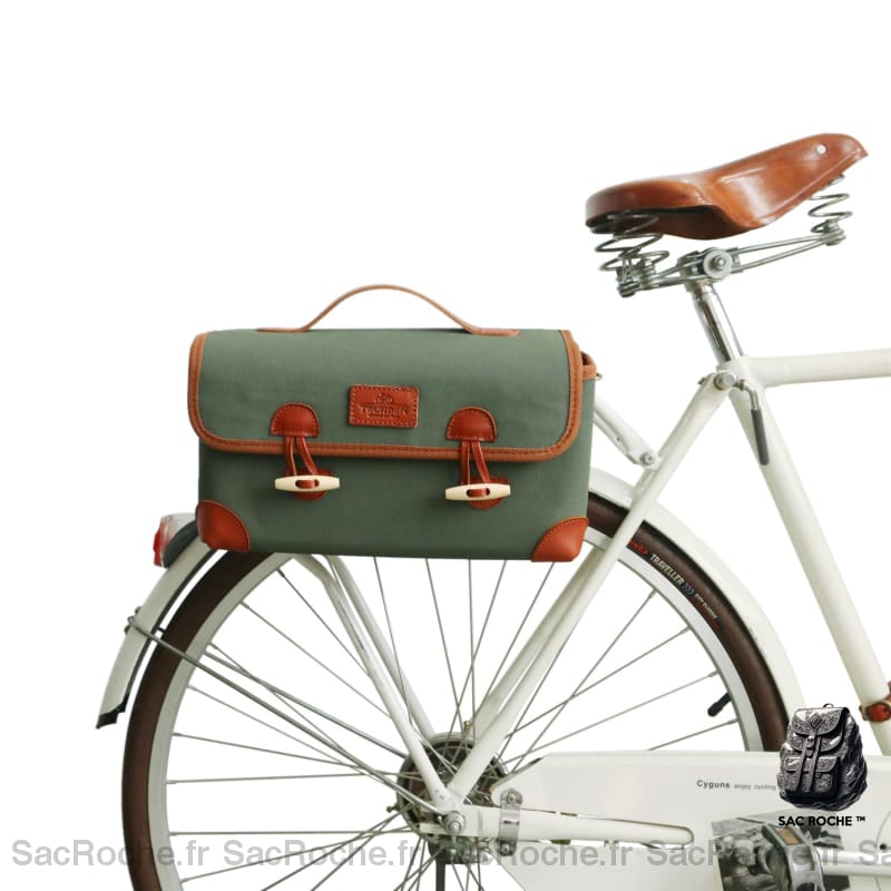 Sacoche pliable de guidon pour vélo ou moto grise et rouge sur un velo