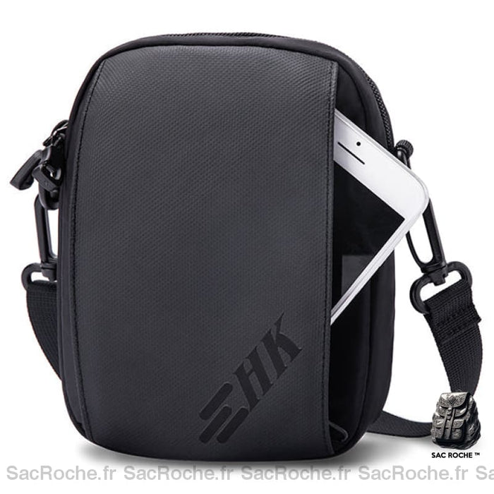 Sacoche Homme Bandoulière Noire Compacte. Noir Sacoches