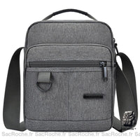 Sacoche Homme Double Compartiment Zippé Gris Sacoches Bandoulière
