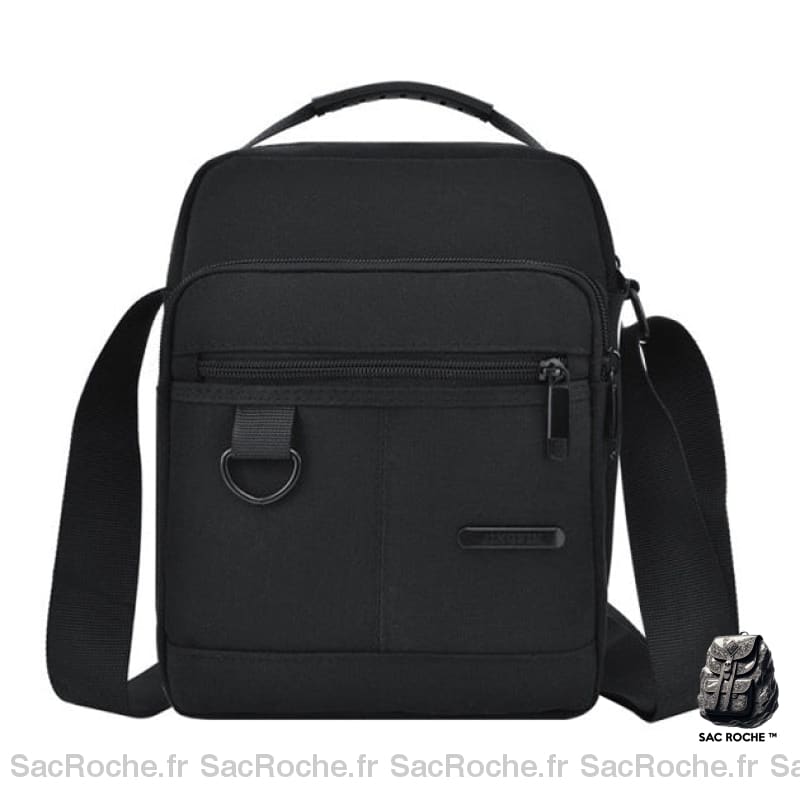 Sacoche Homme Double Compartiment Zippé Noir Sacoches Bandoulière