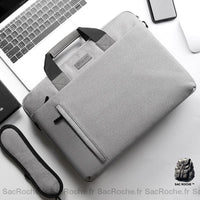 Sacoche Ordinateur Matelassée Bandoulière - modèle Gris clair / 13 pouces - Sac Roche ™