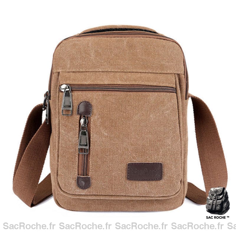 Sacoche Toile Bandoulière Homme - Canvas Marron Sacoches
