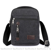 Sacoche Toile Bandoulière Homme - Canvas - modèle Noir - Sac Roche ™