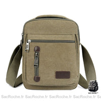 Sacoche Toile Bandoulière Homme - Canvas - modèle Vert - Sac Roche ™