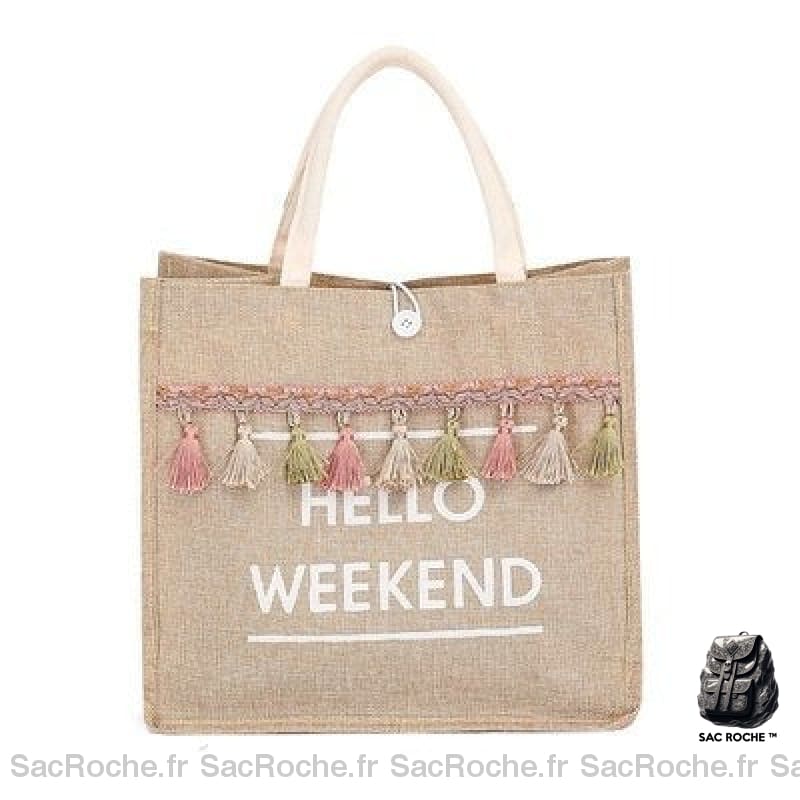 Sacs cabas de plage en lin pour femme marron avec un fond blanc