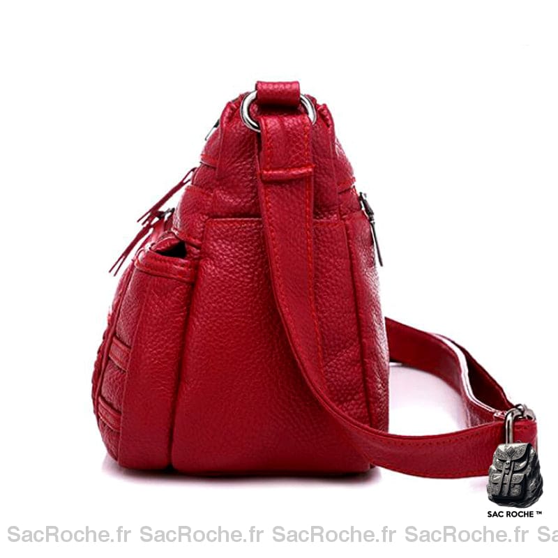 Superbe Sac Bandoulière Femme Cuir Rouge Sac À Main Femme