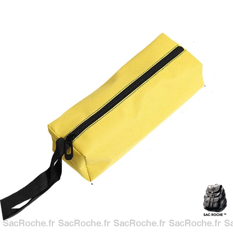 Trousse de rangement couleur unie en polyester jaune avec un fermeture noir